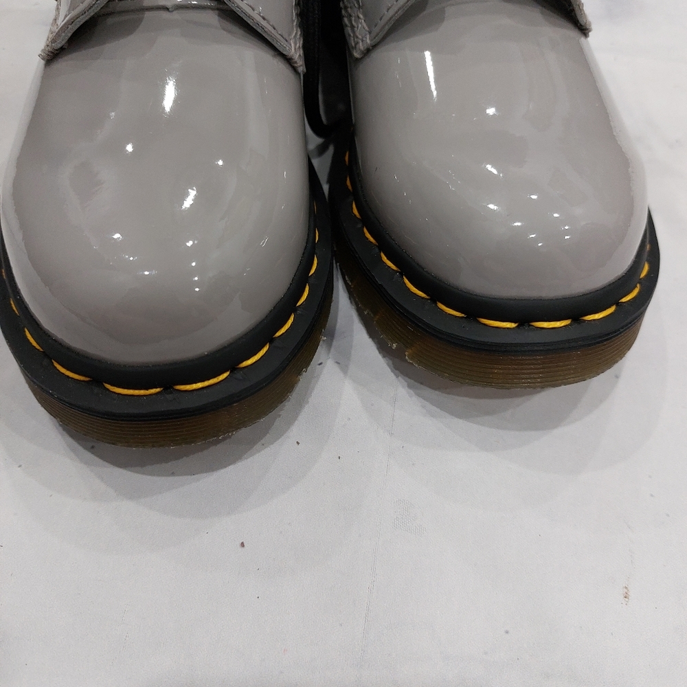 Dr. Martens 1460 Patent Leather Lamper Lace Up Boots Zinc Grey - Picture 6 of 7